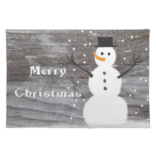 Trendy Placemat rustic merry Christmas snowman