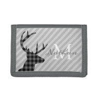 Trendy Plaid Deer and Grey Striped Personalised