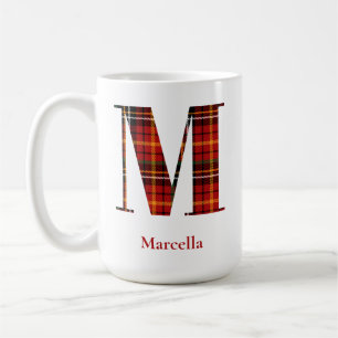Trendy Plaid Letter M Monogram Name Christmas Coffee Mug