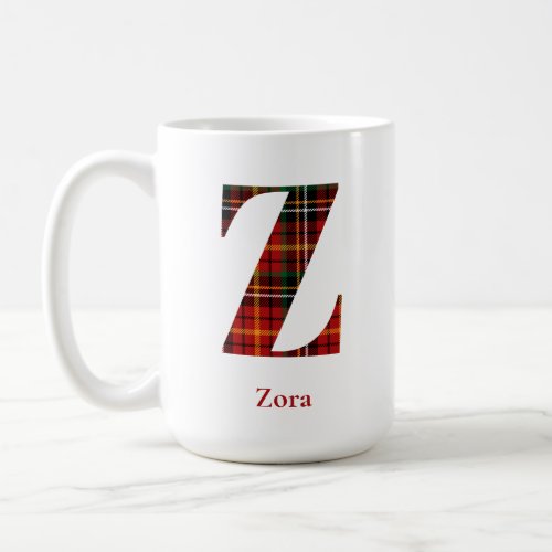 Trendy Plaid Letter Z Monogram Name Christmas Coffee Mug
