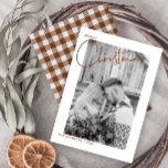Trendy Plaid Merry Christmas Script Photo First Holiday Card<br><div class="desc">This beautiful, modern Trendy Plaid Merry Christmas Script Photo First Married Christmas Holiday Card features your vertical wedding photo behind a white border. The photo has a black and white filter applied, to create a black and white look for the card. You may toggle the filter off, if you prefer....</div>