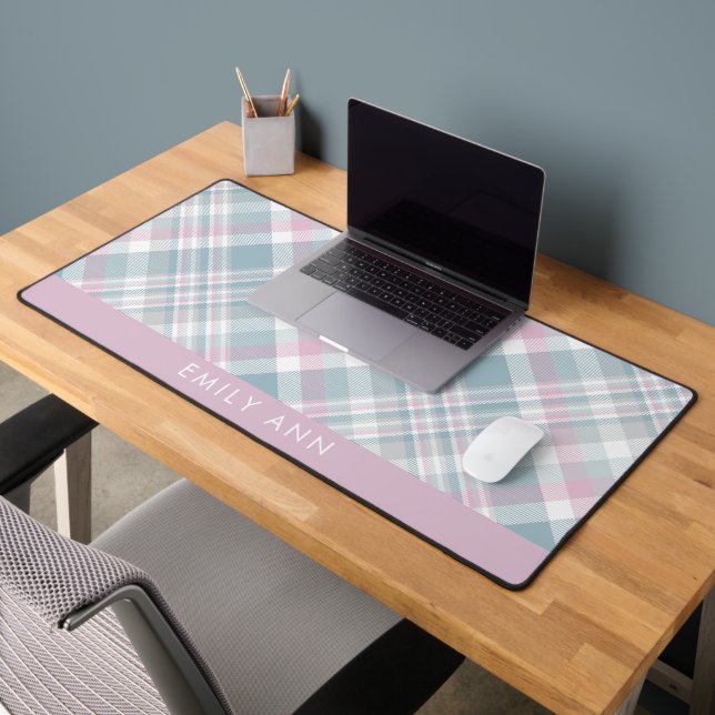 Trendy Plaid Pattern Personalized  Desk Mat (Office 2)