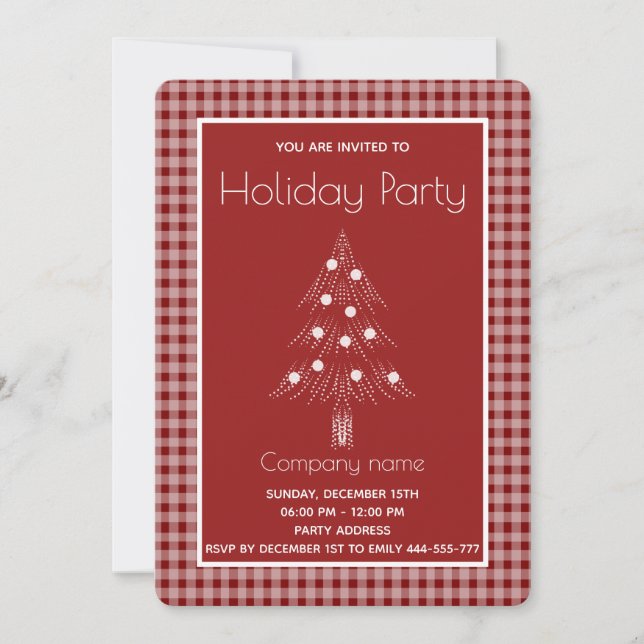 Trendy plaid winter cheerful  Christmas tree  Invitation (Front)