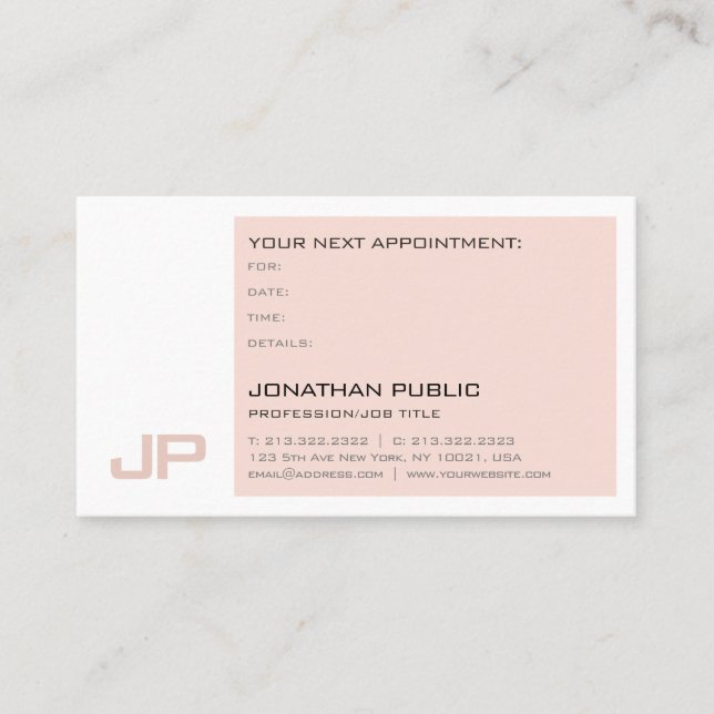Trendy Plain Appointment Reminder Sophisticated Card (Front)
