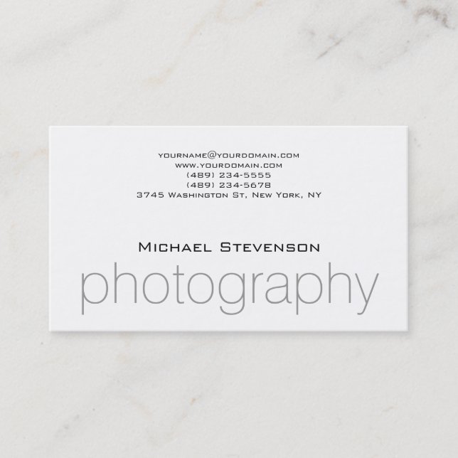 Trendy Plain Black Gray White Business Card (Front)