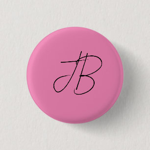 Trendy plain calligraphy monogram initials pink button