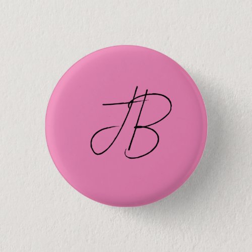 Trendy plain calligraphy monogram initials pink button