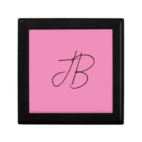 Trendy plain calligraphy monogram initials pink gift box