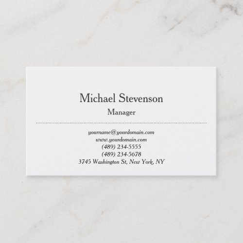 Trendy Plain Chic Classical White Business Card