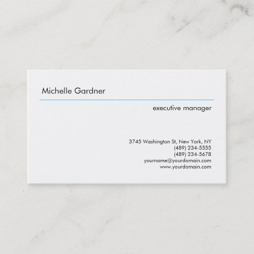Trendy Plain Creative Modern Minimalist Blue White Business Card
