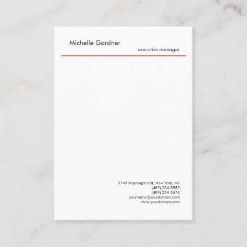 Trendy Plain Creative Modern Minimalist Red White Business Card