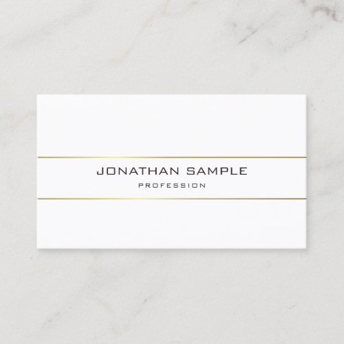 Trendy Plain Elegant Minimal Design Gold Stripes Business Card