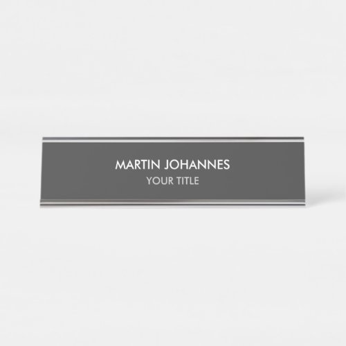 Trendy Plain Grey Professional Desk Name Plate