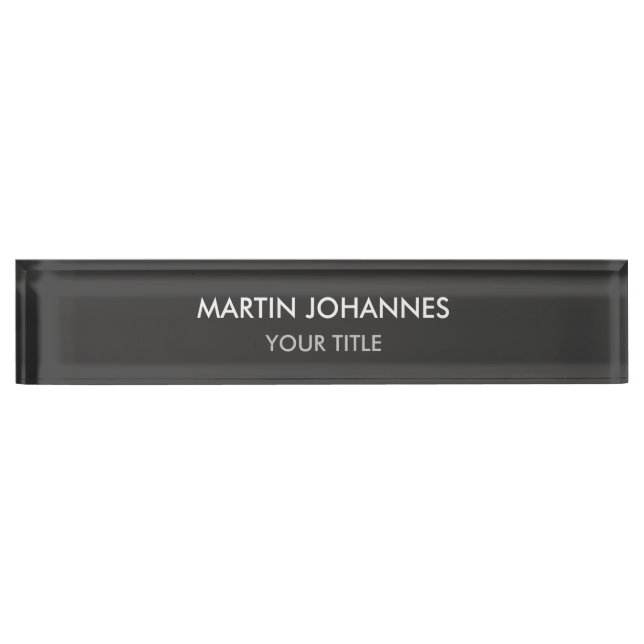 Trendy Plain Grey Professional Desk Name Plate (Front)