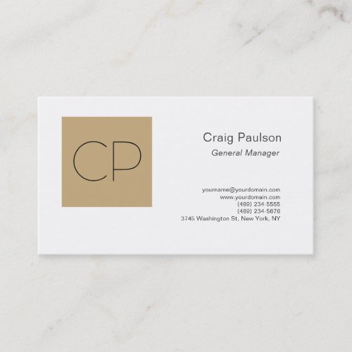 Trendy Plain Modern Minimalist Monogram Business Card