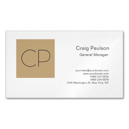 Trendy Plain Modern Minimalist Monogram Business Card Magnet
