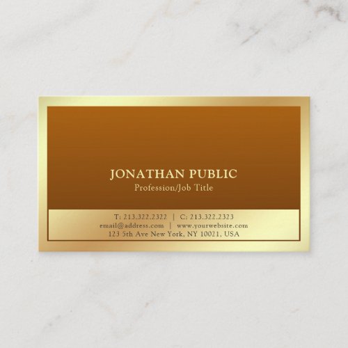 Trendy Plain Professional Modern Elegant Gold Business Card