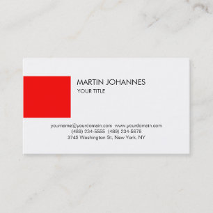 Trendy Plain Professional Red White Business Card