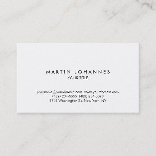 Trendy Plain Professional White Business Card