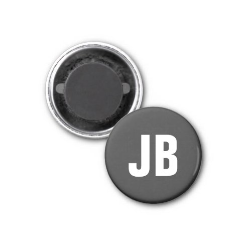 Trendy plain simple bold monogram initials black magnet