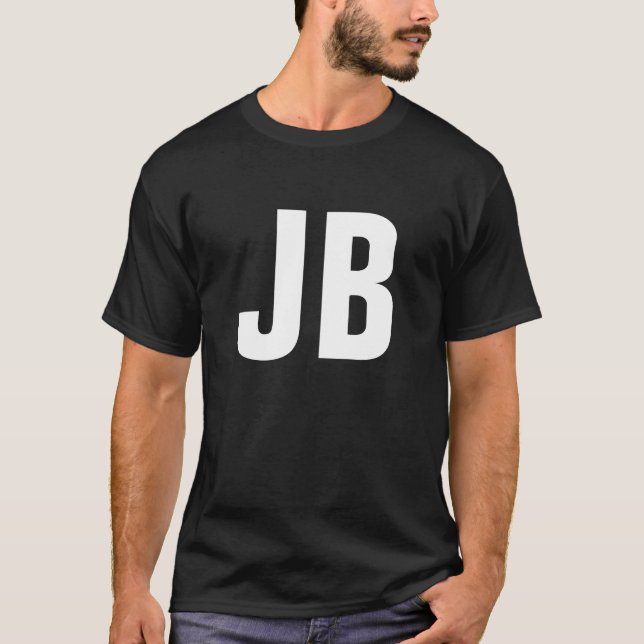 Trendy plain simple bold monogram initials T-Shirt (Front)