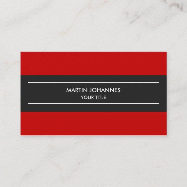 Trendy Plain Simple Grey Red Business Card (Front)