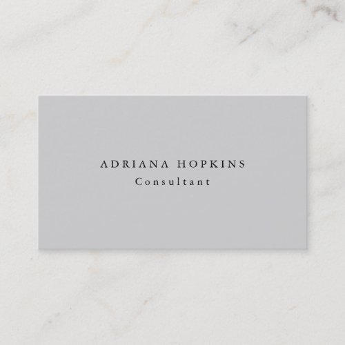 Trendy Plain Simple Light Grey Professional Business Card