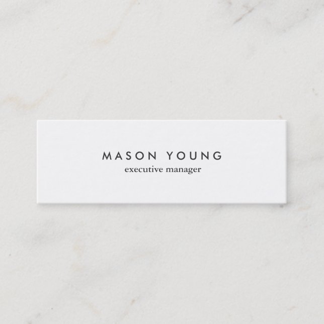 Trendy Plain Simple Minimalist Slim Professional Mini Business Card (Front)