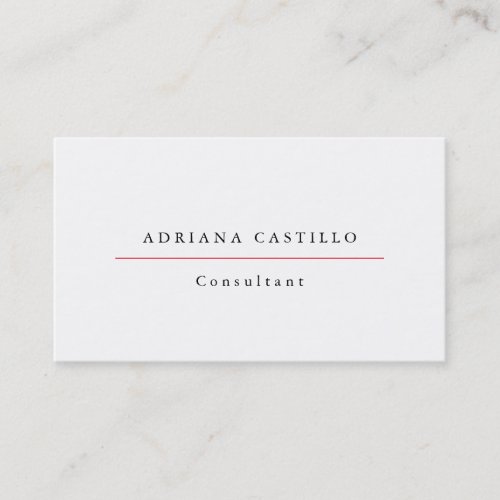 Trendy Plain Simple White Professional Minimalist Business Card
