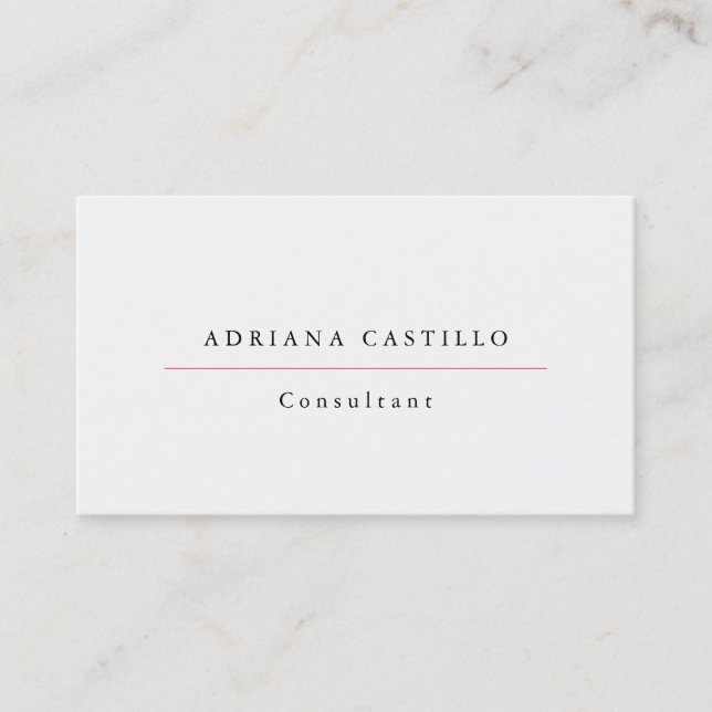 Trendy Plain Simple White Professional Minimalist Business Card (Front)