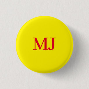 Trendy plain simple yellow red monogram initials button