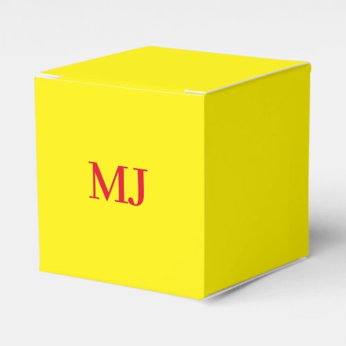 Trendy plain simple yellow red monogram initials favor boxes