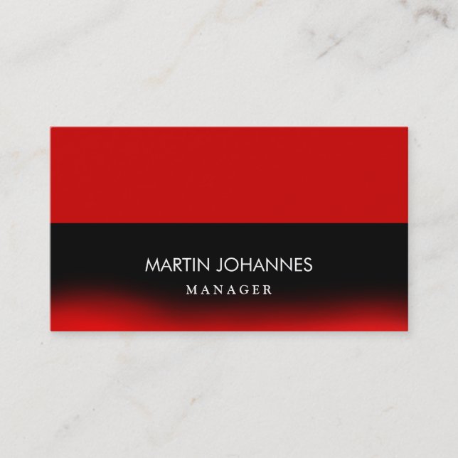 Trendy Plain Stylish Red Black Business Card (Front)