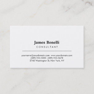 Trendy Plain White Consultant Business Card