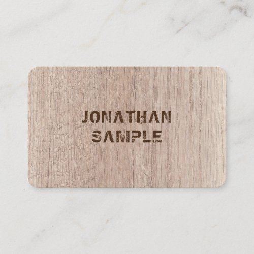 Trendy Plank Board Wood Look Distressed Text Business Card
