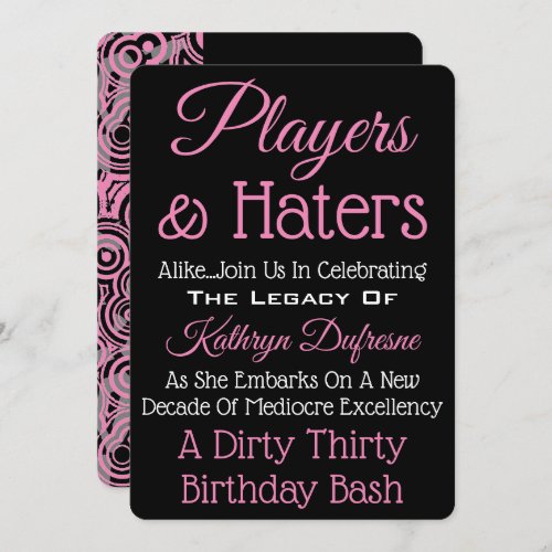 Trendy Players  Haters Party Invitation II