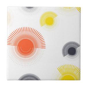 Trendy, playful, lively, cool, circular geometric ceramic tile