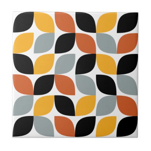 Trendy playful vibrant leaf pattern abstraction ceramic tile