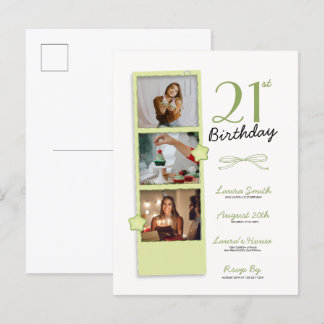 Trendy Polaroid Photo Birthday Invitation Postcard