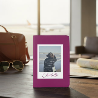 Trendy Polaroid Style Custom Name Photo Passport Holder