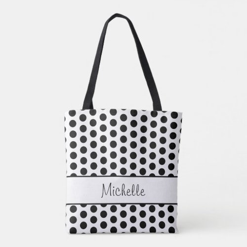 Trendy Polka Dots Black White Pattern Classic Tote Bag