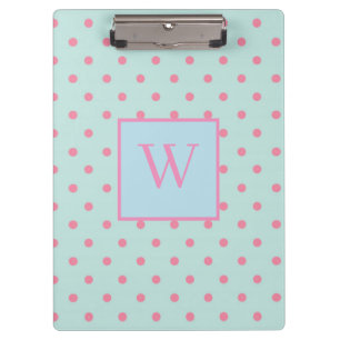 Trendy Polka Dots Monogram Clipboard