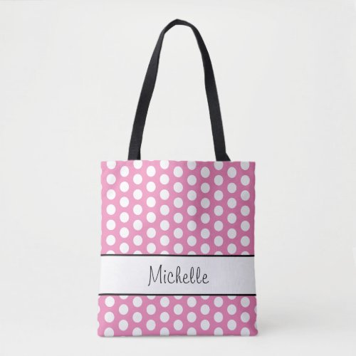 Trendy Polka Dots Pattern Girly Pink Tote Bag