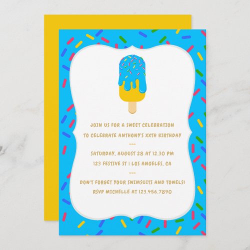 Trendy Popsicle Summer Birthday Party Invitation