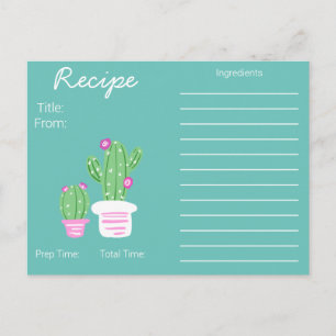 Trendy Potted Cactus Recipe Postcard