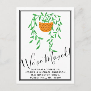 Trendy Potted House Plant New Home Moving Announcement Postcard