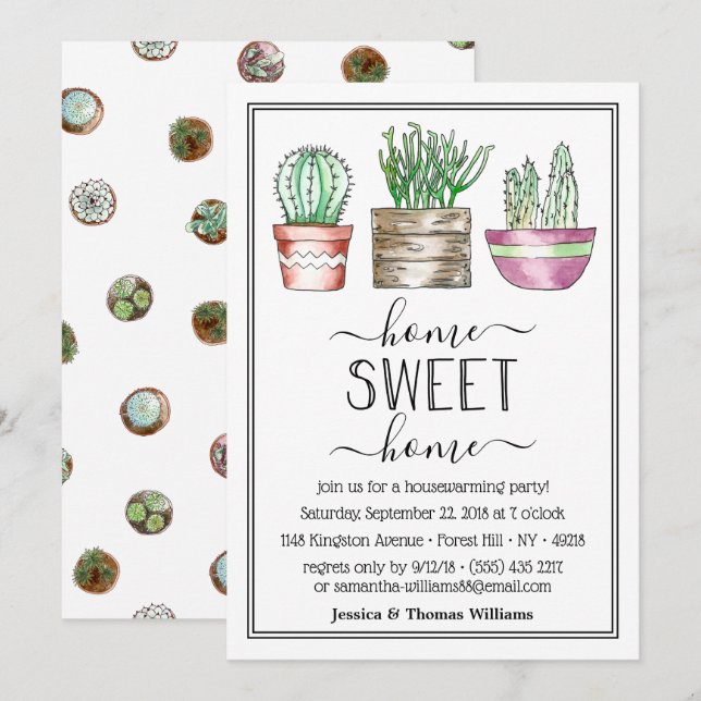 Trendy Potted Plants Housewarming Party Invitation (Front/Back)