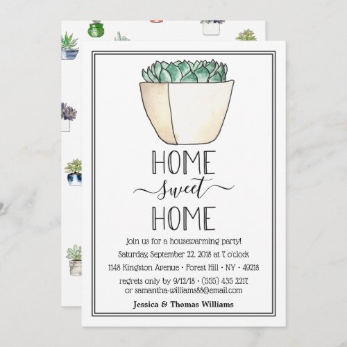 Trendy Potted Succulent Plant Housewarming Party Invitation