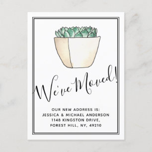 Trendy Potted Succulent Plant New Home Moving Announcement Postcard