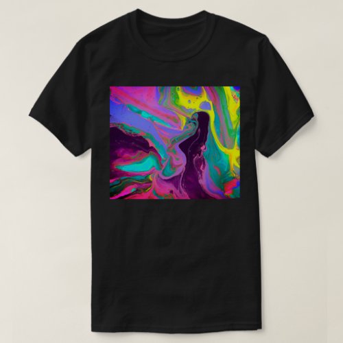 Trendy Poured Paint  Purple Turquoise Lime Green T_Shirt